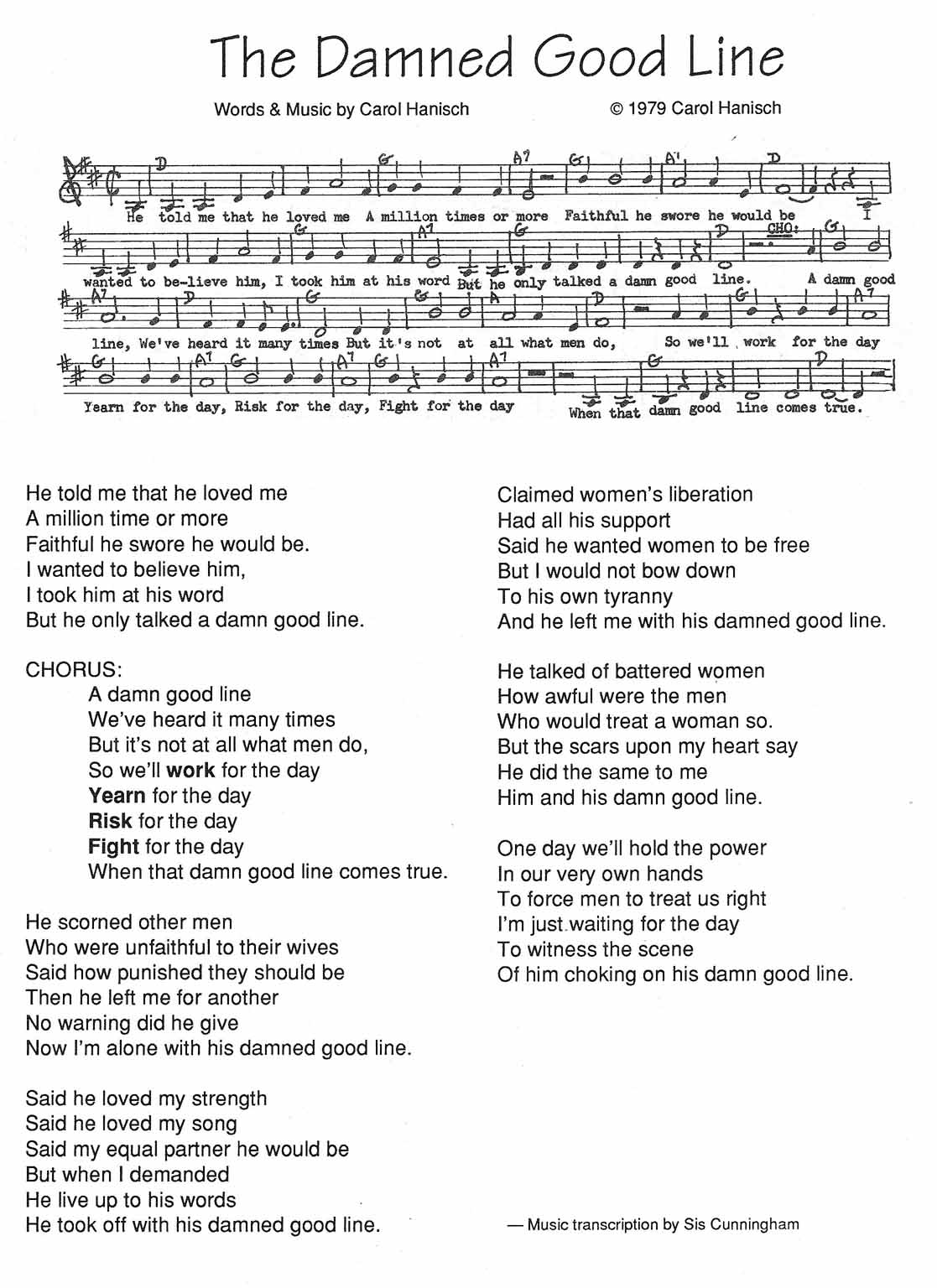 Song by Carol Hanisch
